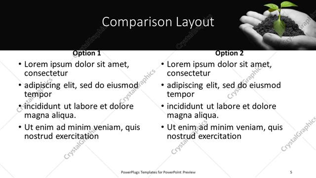 Comparison presentation slide layout