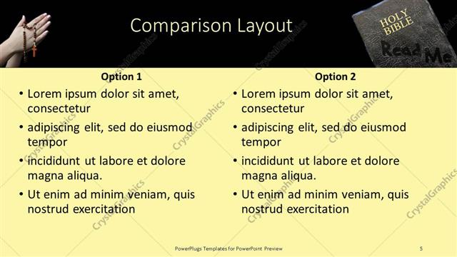 Comparison presentation slide layout
