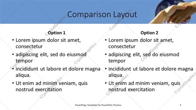 Comparison presentation slide layout