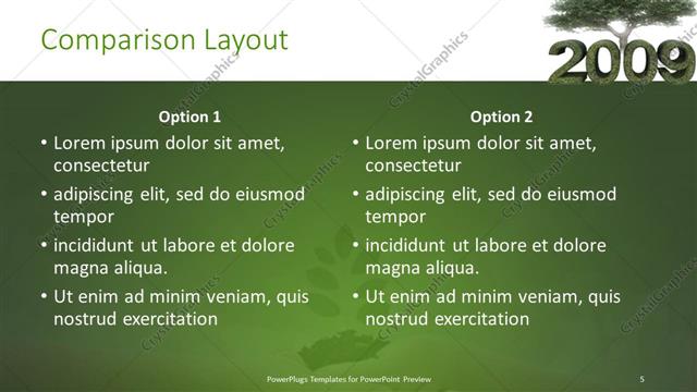 Comparison presentation slide layout