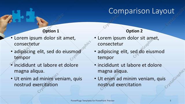 Comparison presentation slide layout
