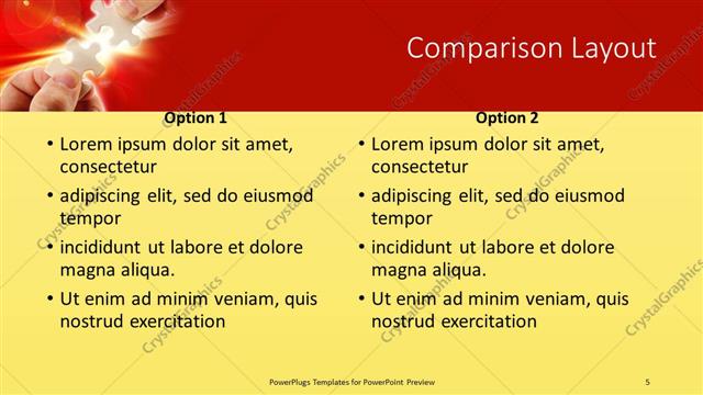 Comparison presentation slide layout