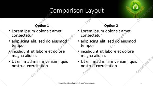 Comparison presentation slide layout