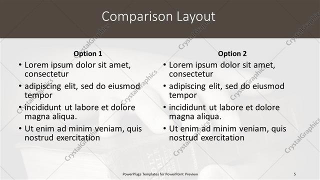 Comparison presentation slide layout