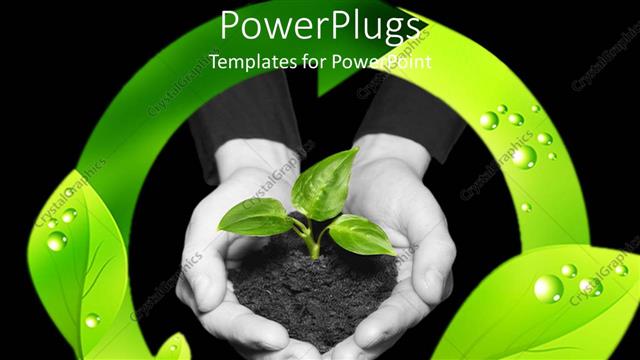  Presentation with circle - A pair of hands protecting a plant with green circle