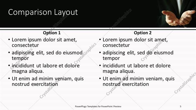 Comparison presentation slide layout