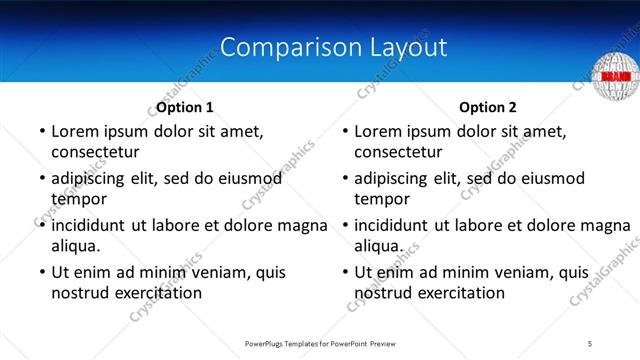 Comparison presentation slide layout