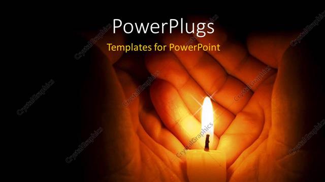  Presentation with pair - A pair of hands wrapped round a lit candle