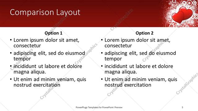 Comparison presentation slide layout