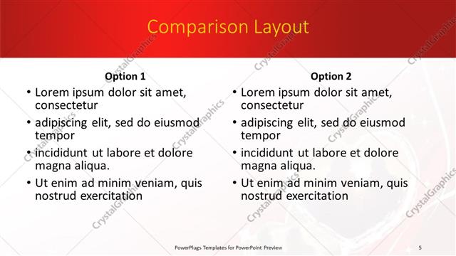 Comparison presentation slide layout