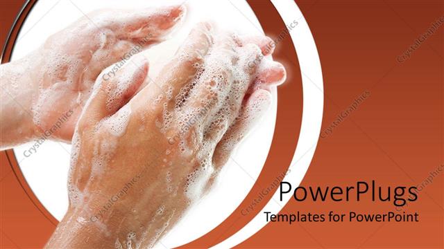  Presentation with hand soap - A pair of human hands washing with white soap
