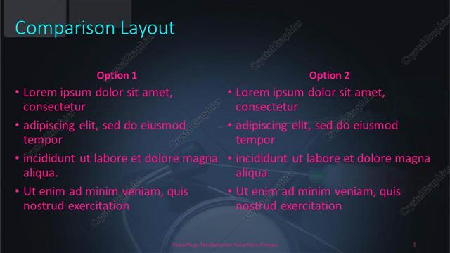 Comparison presentation slide layout