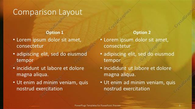 Comparison presentation slide layout