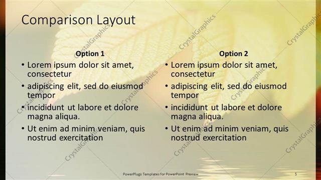 Comparison presentation slide layout