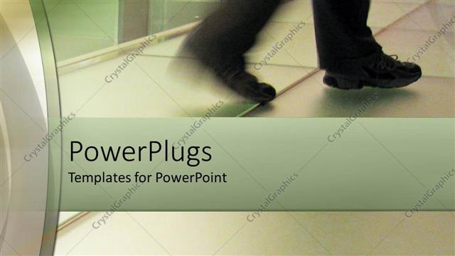  Presentation with trousers - A pair of legs in black trousers walking fast on a tiled floor