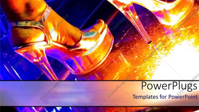  Presentation with disco - Pair of legs wearing shinny silver shoes standing on disco lights