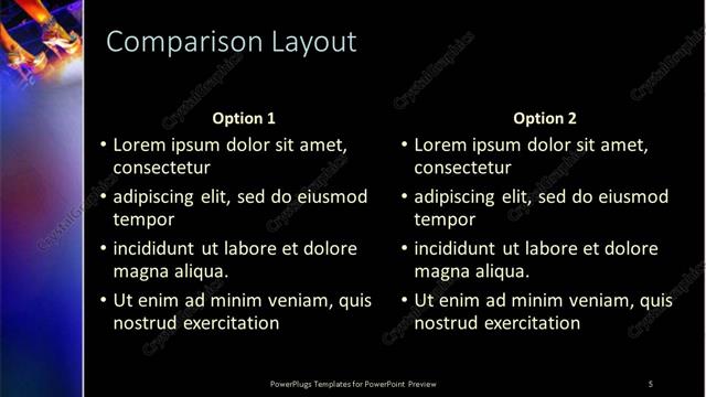 Comparison presentation slide layout