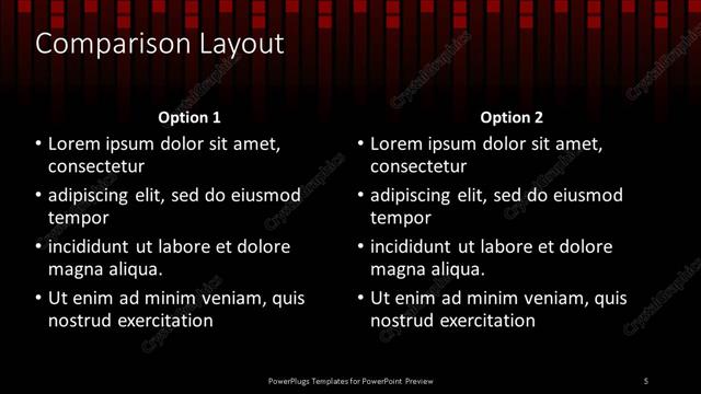 Comparison presentation slide layout