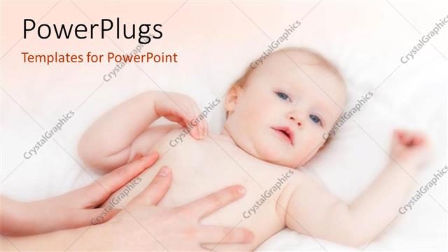  Presentation with mothers - A pair of mothers hands massaging a small baby