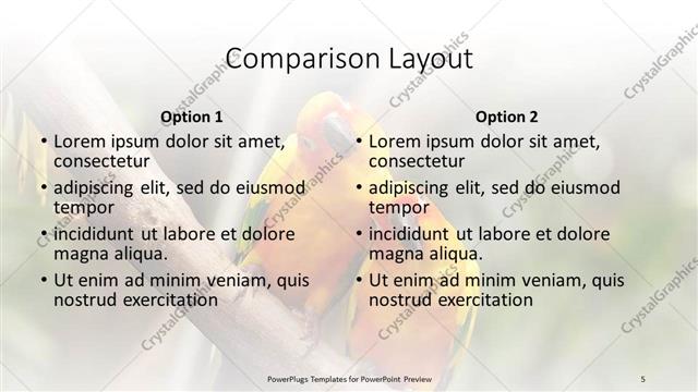 Comparison presentation slide layout