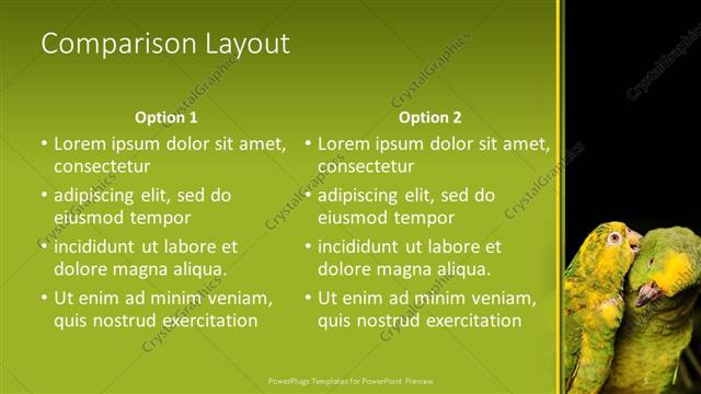 Comparison presentation slide layout