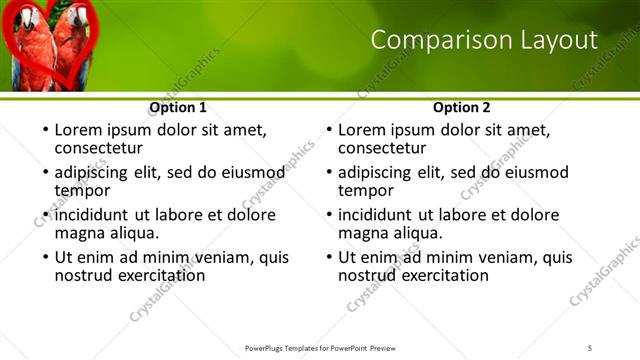 Comparison presentation slide layout