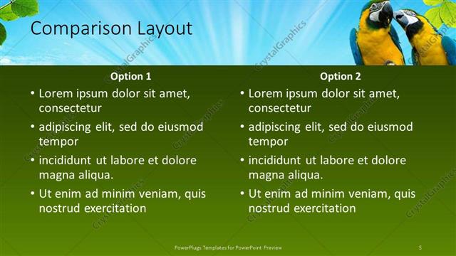 Comparison presentation slide layout