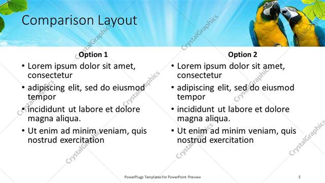 Comparison presentation slide layout