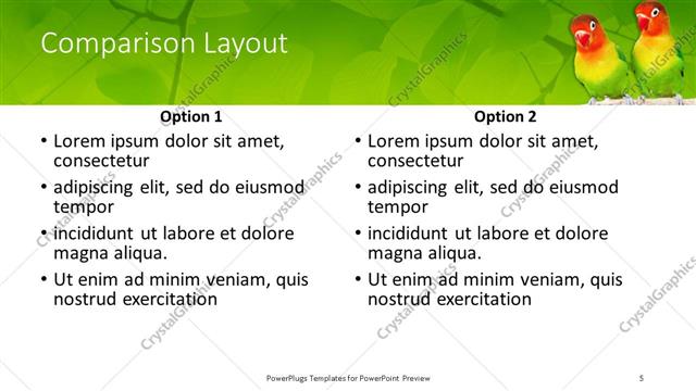 Comparison presentation slide layout