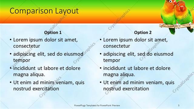 Comparison presentation slide layout
