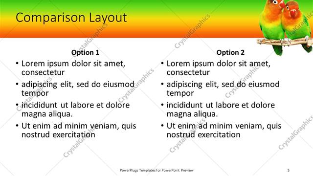 Comparison presentation slide layout