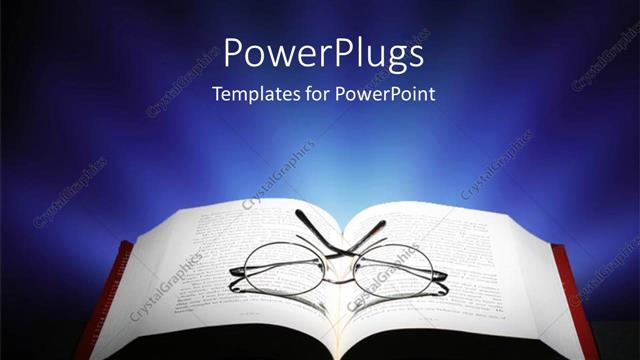  Presentation with glasses - Pair or reading eye glasses on open book with?dark background?