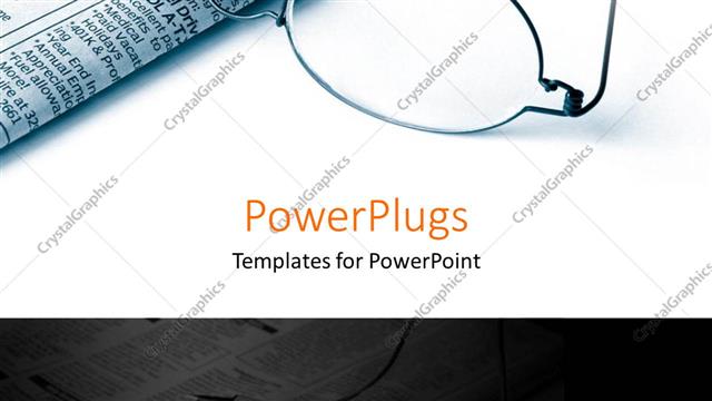  Presentation with newspaper - Pair of reading glasses and a newspaper on a white background