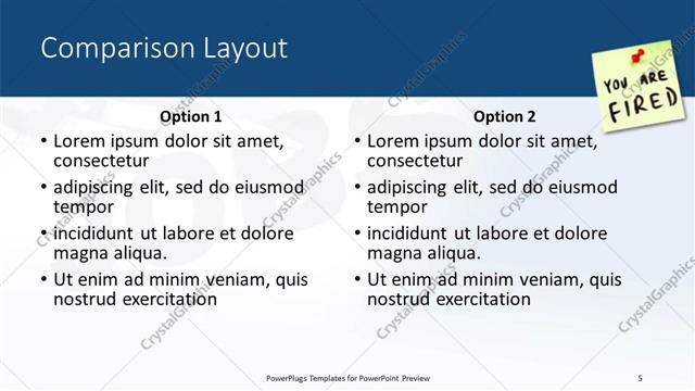 Comparison presentation slide layout