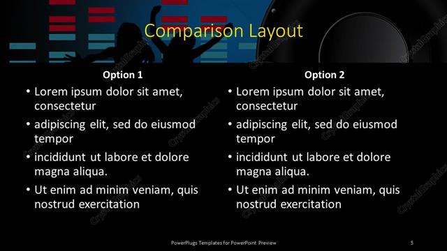 Comparison presentation slide layout
