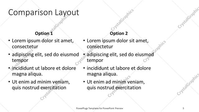 Comparison presentation slide layout