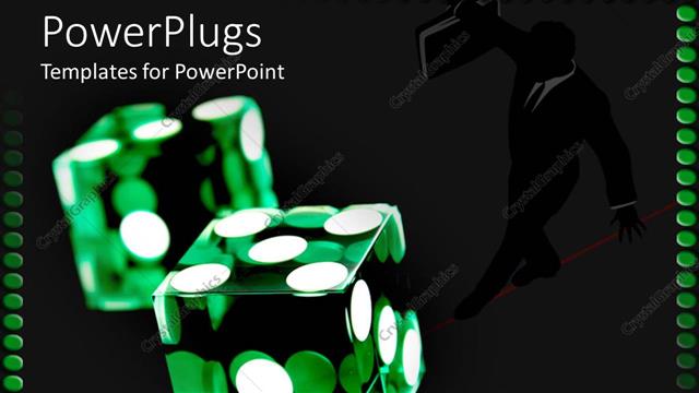  Presentation with risk - A pair of transparent green dies with white dots