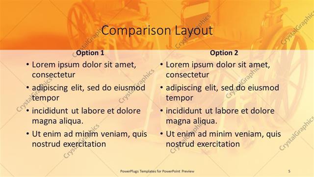 Comparison presentation slide layout