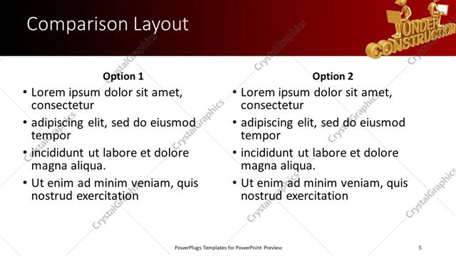 Comparison presentation slide layout