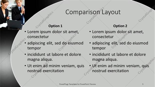 Comparison presentation slide layout