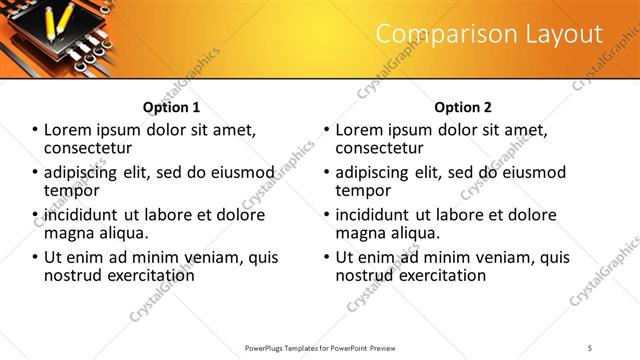 Comparison presentation slide layout