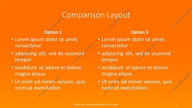 Comparison presentation slide layout