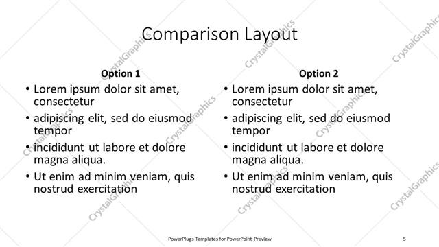 Comparison presentation slide layout