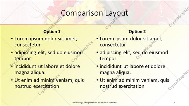 Comparison presentation slide layout