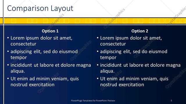 Comparison presentation slide layout