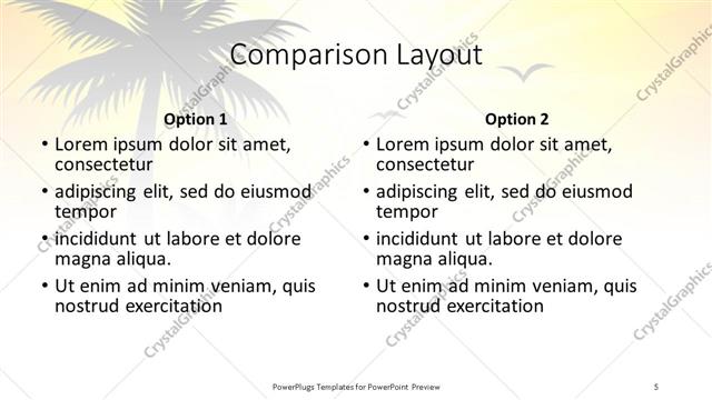 Comparison presentation slide layout