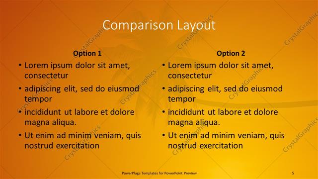 Comparison presentation slide layout