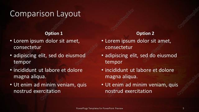 Comparison presentation slide layout