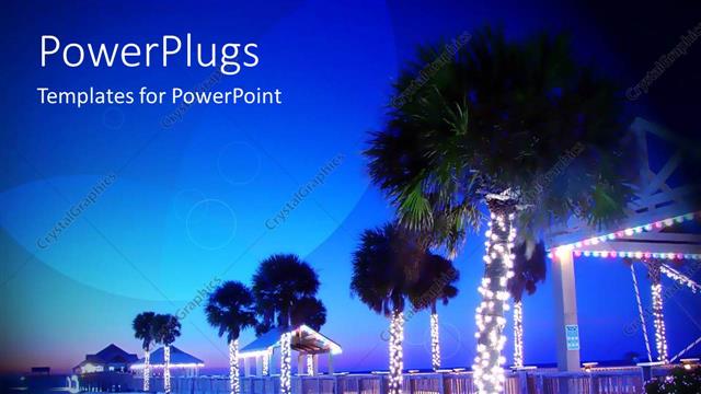  Presentation with celebrations - Palm trees decorated with Christmas lights on beautiful beach