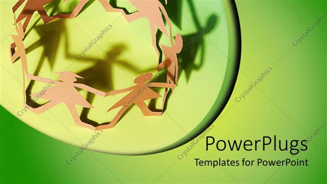  Presentation with friendship - Paper cut dolls in circle holding hands in green background
